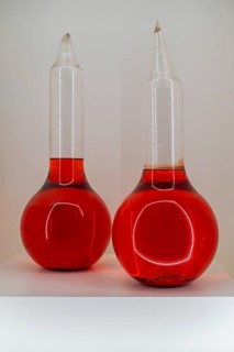 Antique fire grenades, vintage early 20th-century glass sphere fire extinguishers filled with