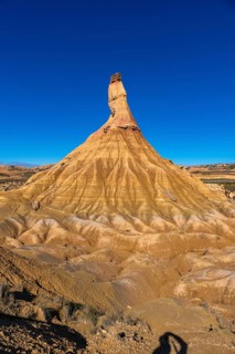 Majestic castildetierra rock formation rising from the eroded landscape of bardenas reales natural