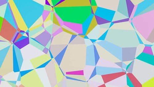 A stunning 3D rendering showcasing an abstract pattern composed of multicolored geometric shapes,