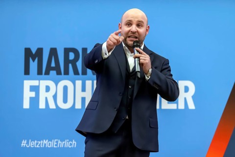 Campaign rally for the state elections of the AfD party. Markus Frohnmaier is the top candidate