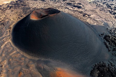 Aerial view of the majestic Antofagasta Volcano in Catamarca, Argentina, showcasing its stunning