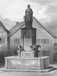 Statue at Wolframs-Eschenbach, Wolfram von Eschenbach, c. 1170 - c. 1220, a German knight and poet,