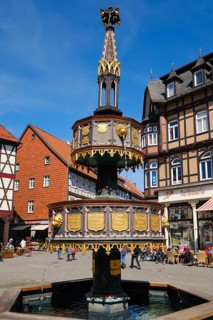 Benefactor's Fountain on the Market Square, Wernigerode, Harz, Saxony-Anhalt, Germany