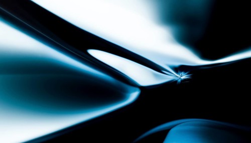 A 3D render illustration showcasing an abstract fluid form with dynamic light and shadow interplay,