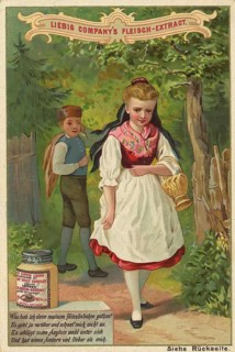 Picture series Children, Girl angrily leaves her friend, Liebig picture, digitally restored