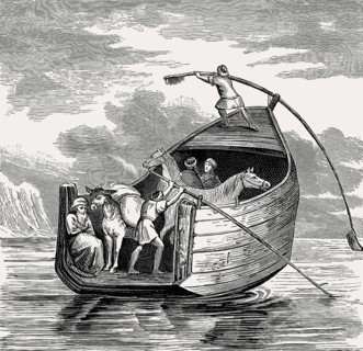 Ancient ferry on the Euphrates, Mesopotamia