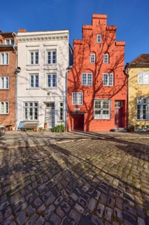 Historic houses, street An der Obertrave, Old Town, Hanseatic City of Lübeck, independent city,
