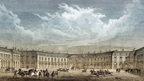 The Palace of Versailles, near Paris, antique steel engraved print, 1831