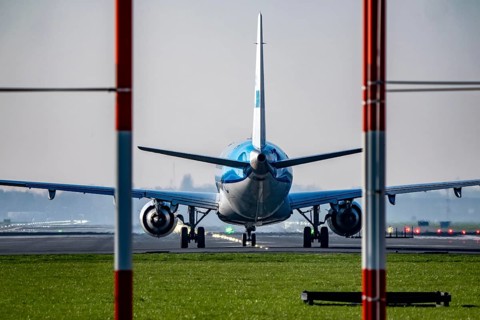 Amsterdam Schiphol Airport, Aalsmeerbaan runway, 18L-36R, KLM Flyer on the runway, Netherlands