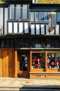 Street with old houses and shops in Rye, East Sussex, England, United Kingdom