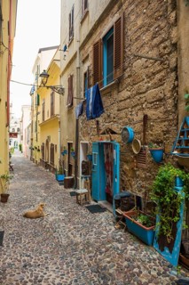 Picturesque alley, old town, Alghero, Sardinia, Italy