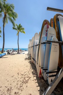 Surfboards Waikiki Beach, Honolulu, Oahu, Hawaii, USA, North America