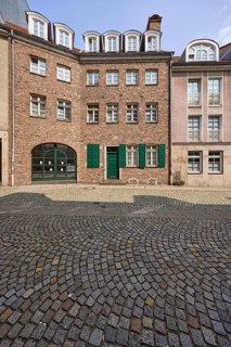 Historic brick buildings in the historic city centre of Düsseldorf, state capital, independent