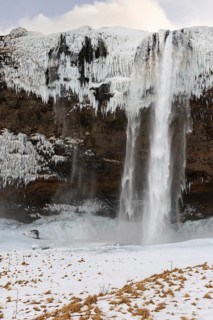 Seljalandsfoss, Rangárþing eystra, waterfall, ice, snow, winter, Hella, Iceland, Scandinavia