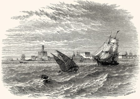 Historical view of Alexandria, 18th century, From British Battles on Land and Sea by James Grant
