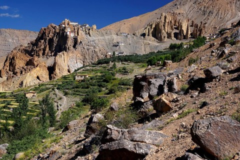 Dhankar monastery in Spiti Valley, India, Spiti, Himachal Pradesh, India