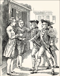 Wilhelm stops the guard, scene from the novel Wilhelm Meister's Apprenticeship, Wilhelm Meisters