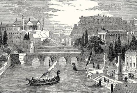 Reconstruction of ancient Rome with the Forum Romanum