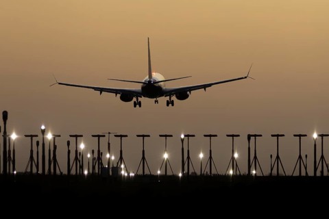 Boeing 737 commercial passenger airliner jet aircraft of Ryanair airways in flight on approach to