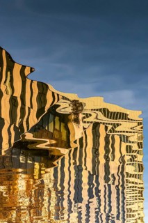 Abstract water reflection, Kö-Bogen building at the Hofgarten, Düsseldorf, North Rhine-Westphalia,