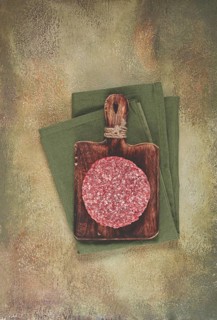 Raw cutlets, for burgers, minced meat, handmade, homemade, with spices, top view, no people