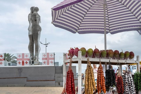 Batumi, Georgia. July 21st 2025. A street stall selling Churchkhela, a popular sweet snack made of
