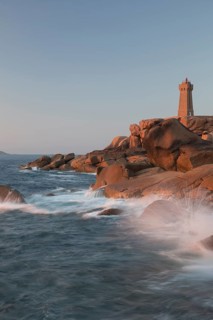 Lighthouse Mean Ruz at Ploumanach, Cotes d'Armor in the last evening light