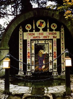 Well dressing, Tissington, Peak District, Derbyshire, England, UK 1962