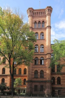 Neo-Romanesque Gutleut Barracks, Gutleutviertel, Main, Frankfurt, Hesse, Germany