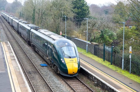 Great Western railway British Rail Class 800 Intercity Express Train arriving at platform of