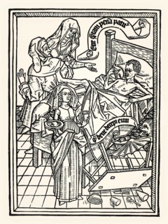 Ars moriendi, The Art of Dying, wood engraving, c. 1460, digitally restored