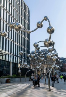 'Infinite Accumulation' artwork by Yayoi Kusame, near Liverpool Street railway station, London,