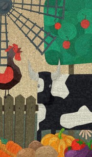 Mosaic art farm composition, vector illustration