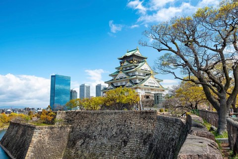 Osaka Castle, Moat Castle with Water, Osaka Castle Park, Chuo-ku, Osaka, Japan