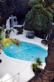Swimming pool in the courtyard, former residence of the artist, Fundacion Cesar Manrique, Tahiche,
