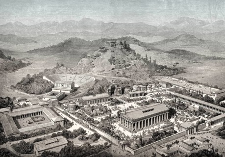 The reconstruction of Olympia in ancient Greece