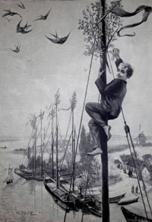 The decoration of Havel barges at Pentecost, 1896, Germany, illustration, reproduction from a model