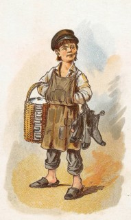 Viennese types by Ladislav Eugen Petrovits (1839, 1907), painter from Austria. Cobbler's boy, A boy