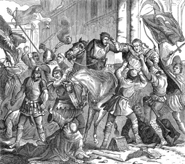 Pope Benedict VIII is torn from his horse, reigned from 18 May 1012 to his death in 1024
