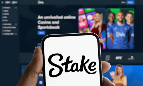 Dhaka, Bangladesh- 4 Jan 2025, Stake logo is displayed on smartphone. Stake is an