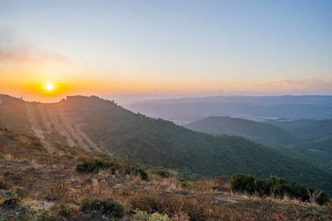 Mountain range of the Spanish Pyrenees while sunrise, Catalonia, Spain