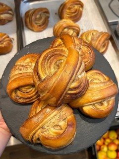 Freshly baked cinnamon buns, Vienna, Austria