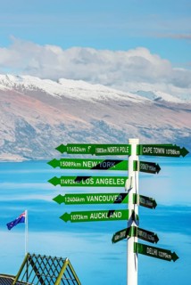 Directions sign post, Queenstown, South Island, New Zealand