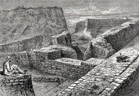 Archaeological excavation of Hisarlik or Troy, by Heinrich Schliemann, Anatolia, Turkey, 19th