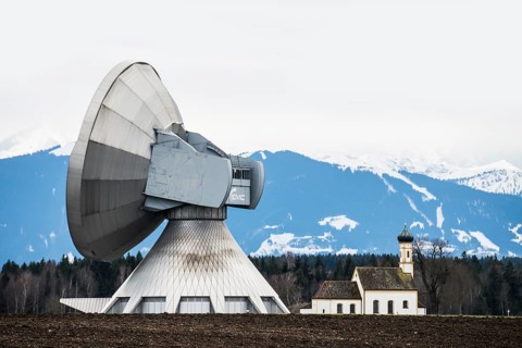 Radarstation, antennas der earth station Raisting, St. Johann Kapelle, Upper Bavaria, Bavaria,
