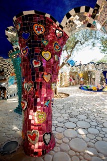 Colourful sculptures made of glass and mirrors, Giardino dei Tarocchi, Garden of Tarot, by Niki de