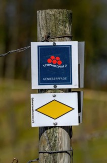 Sign Genießerpfade Black Forest, near Durbach, Ortenaukreis, Baden-Württemberg, Germany