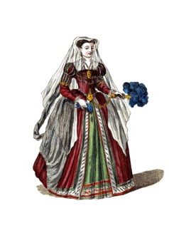 Historical clothing, fashion in the course of time, woman's fashion in Bologna around 1745, Italy,