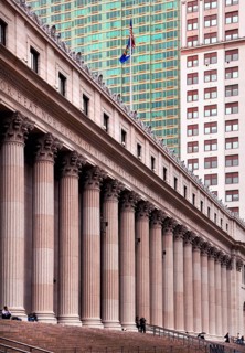 Columns of the main façade of the General Post Office, New York City, USA