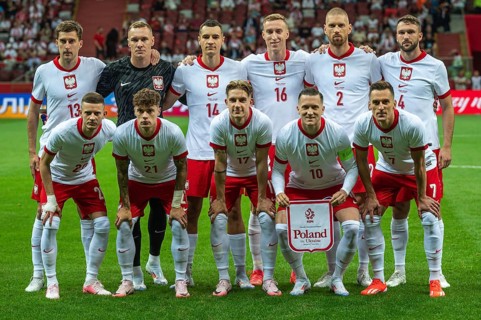 WARSAW, POLAND - JUNE 7, 2024: Friendly soccer match Poland - Ukraine 3:1. Team of Poland.